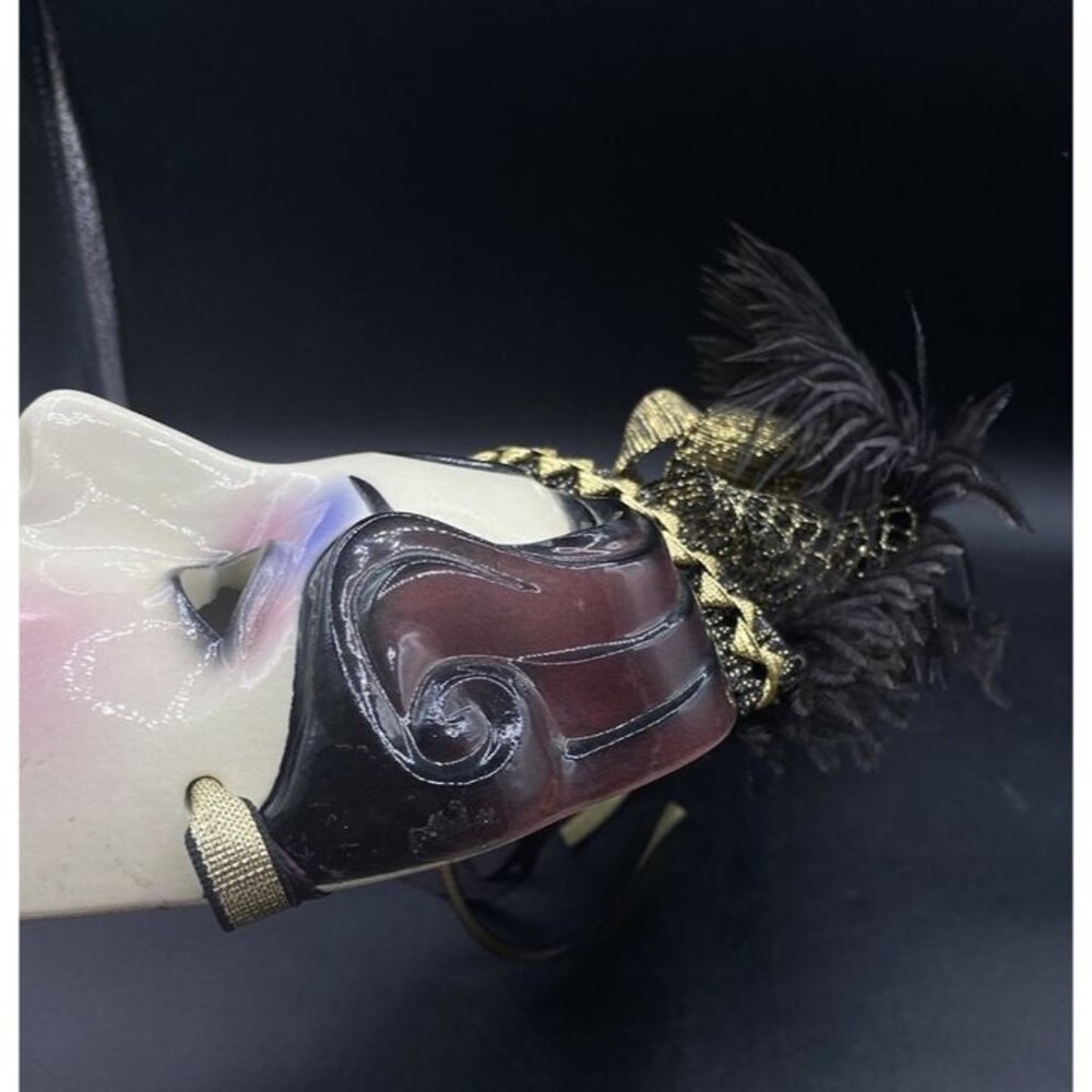 Clay Art 1029A Mardi Gras Woman Purple Shadow Black Feathers In Hat Vintage - Picture 6 of 9